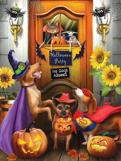 Les Chats et les Chiens pour Halloween Broderie Diamant