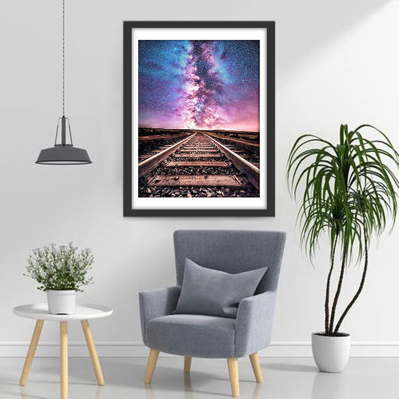 Les Rails et le Ciel Etoilé Broderie Diamant