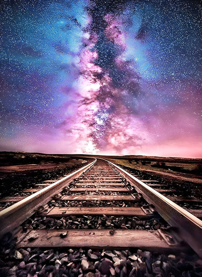 Les Rails et le Ciel Etoilé Broderie Diamant