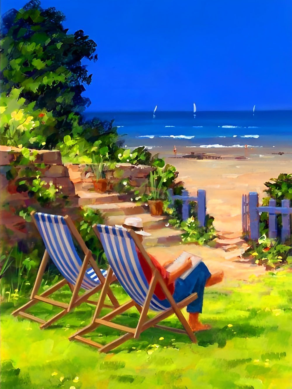 Les Vacanciers au Bord de la Mer Broderie Diamant