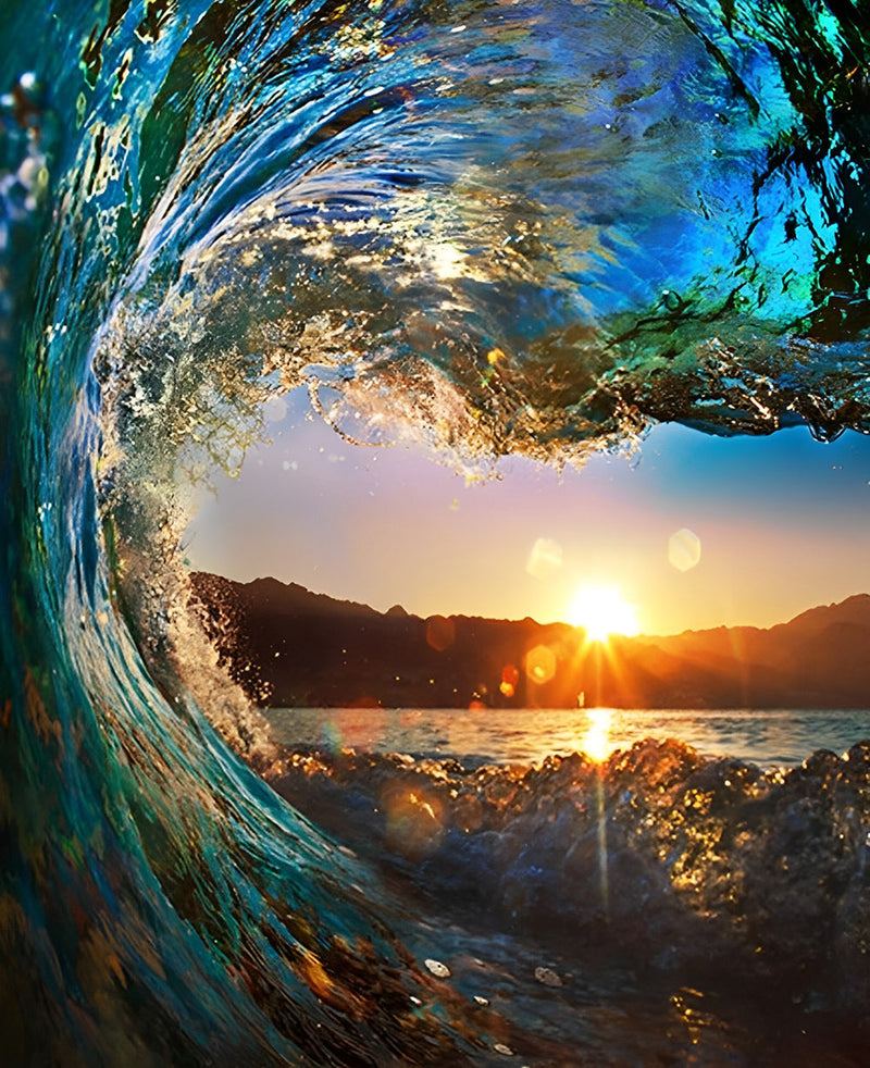 Les Vagues et Soleil Broderie Diamant