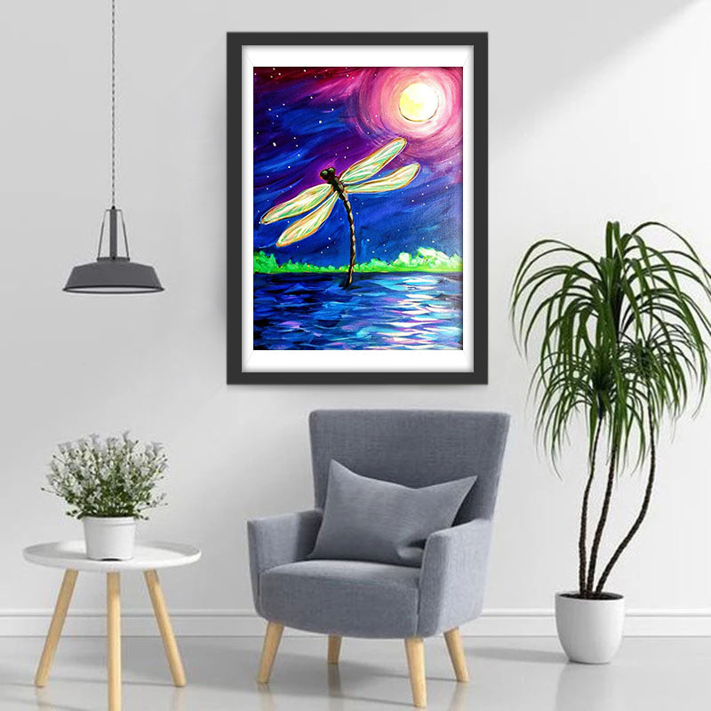 Libellule et la Lune Broderie Diamant