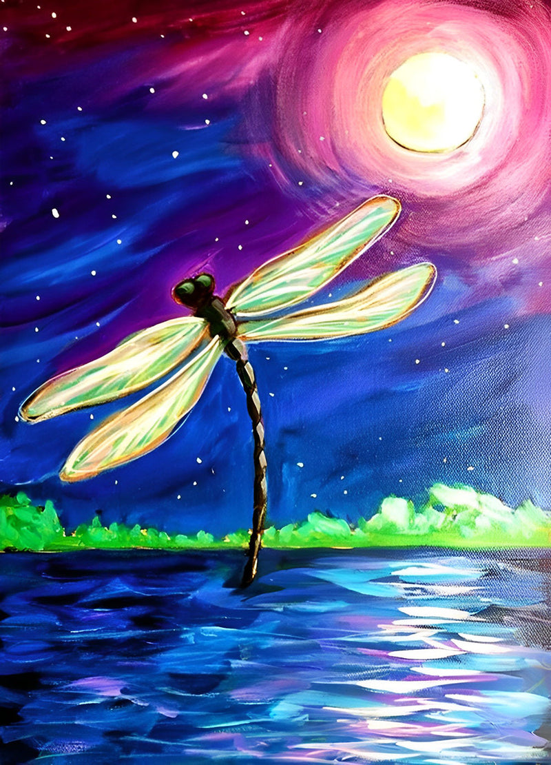 Libellule et la Lune Broderie Diamant