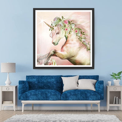 Licorne à la Cinière de Roses Broderie Diamant