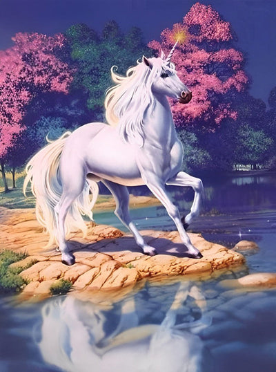 Licorne à la Corne Lumineuse Broderie Diamant
