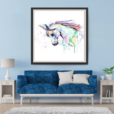 Licorne avec des Taches Colorées Broderie Diamant