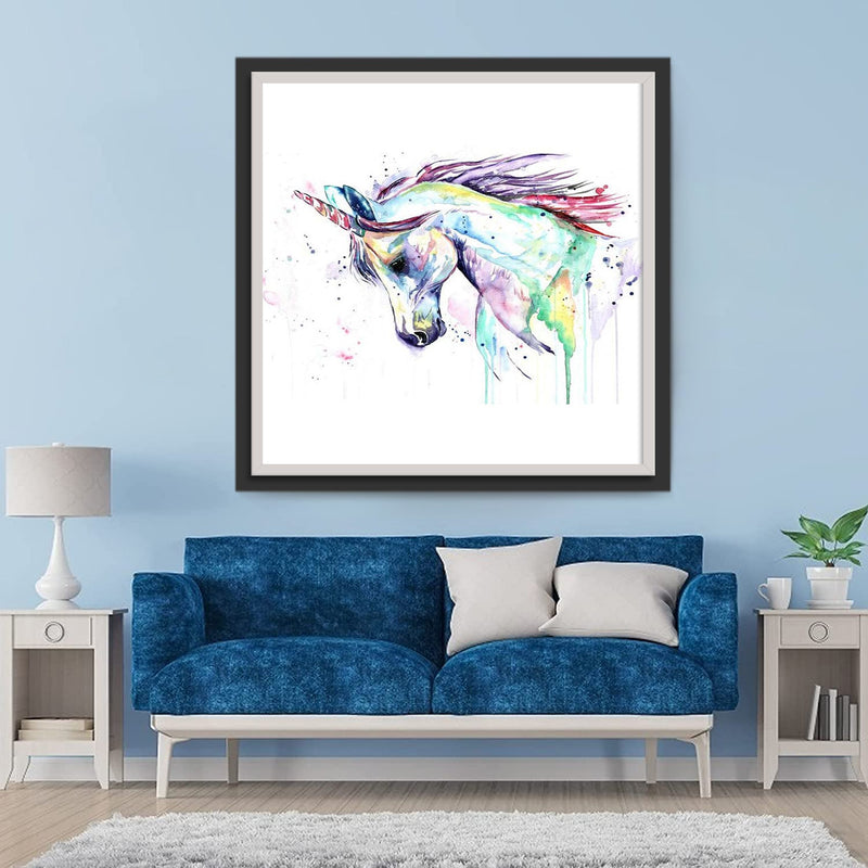 Licorne avec des Taches Colorées Broderie Diamant