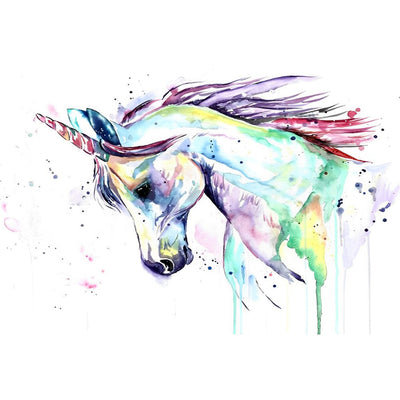 Licorne avec des Taches Colorées Broderie Diamant