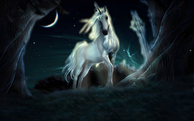 Licorne Blanche dans la Nuit Broderie Diamant