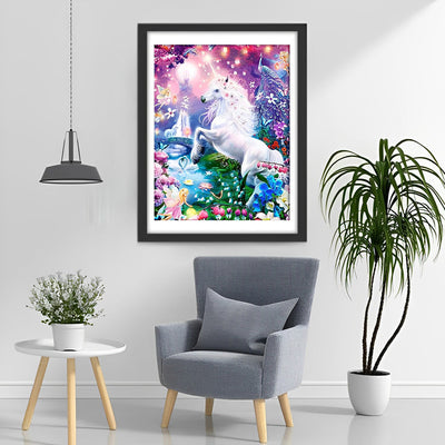 Licorne Blanche dans le Monde Fantastique Broderie Diamant