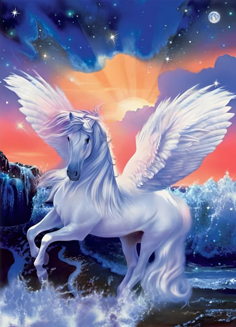 Licorne Blanche Elégante Broderie Diamant