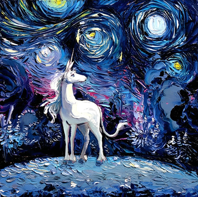 Licorne Blanche et la Nuit Etoilée Broderie Diamant