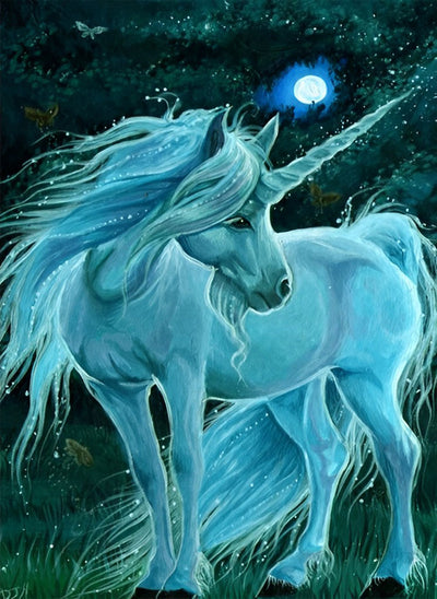 Licorne Bleue dans la Nuit Broderie Diamant