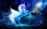 Licorne Bleue et Blanche Broderie Diamant