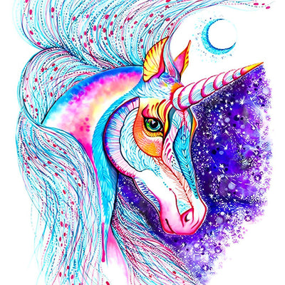 Licorne Colorée Dessinée Broderie Diamant