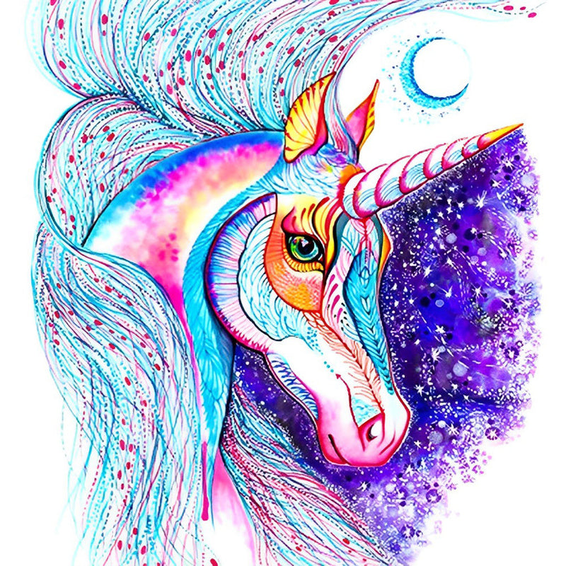 Licorne Colorée Dessinée Broderie Diamant