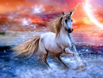Licorne Courant dans la Mer Broderie Diamant