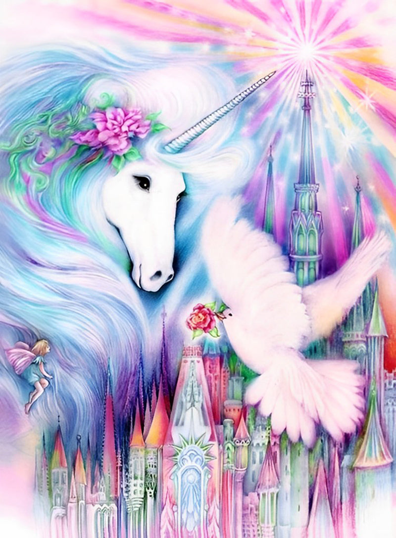 Licorne et Colombe Broderie Diamant
