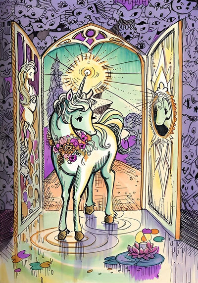 Licorne et la Porte Magnifiques Broderie Diamant