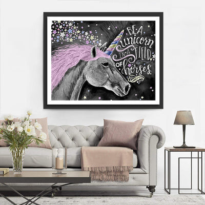 Licorne et le Texte Populaire Broderie Diamant