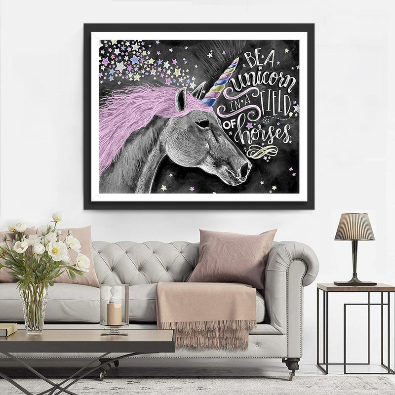 Licorne et le Texte Populaire Broderie Diamant