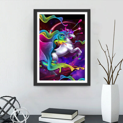 Licorne et Soie Colorée Broderie Diamant