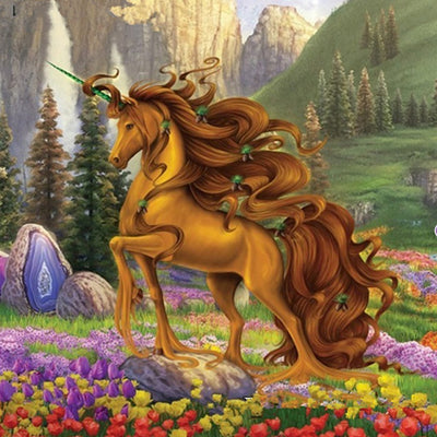 Licorne Marron à la Crinière Longue Broderie Diamant