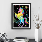 Licorne Multicolore et Etoiles Broderie Diamant