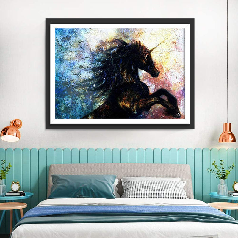 Licorne Noire Broderie Diamant