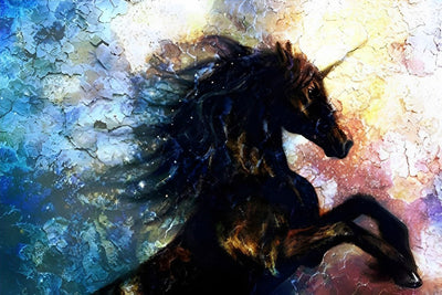 Licorne Noire Broderie Diamant