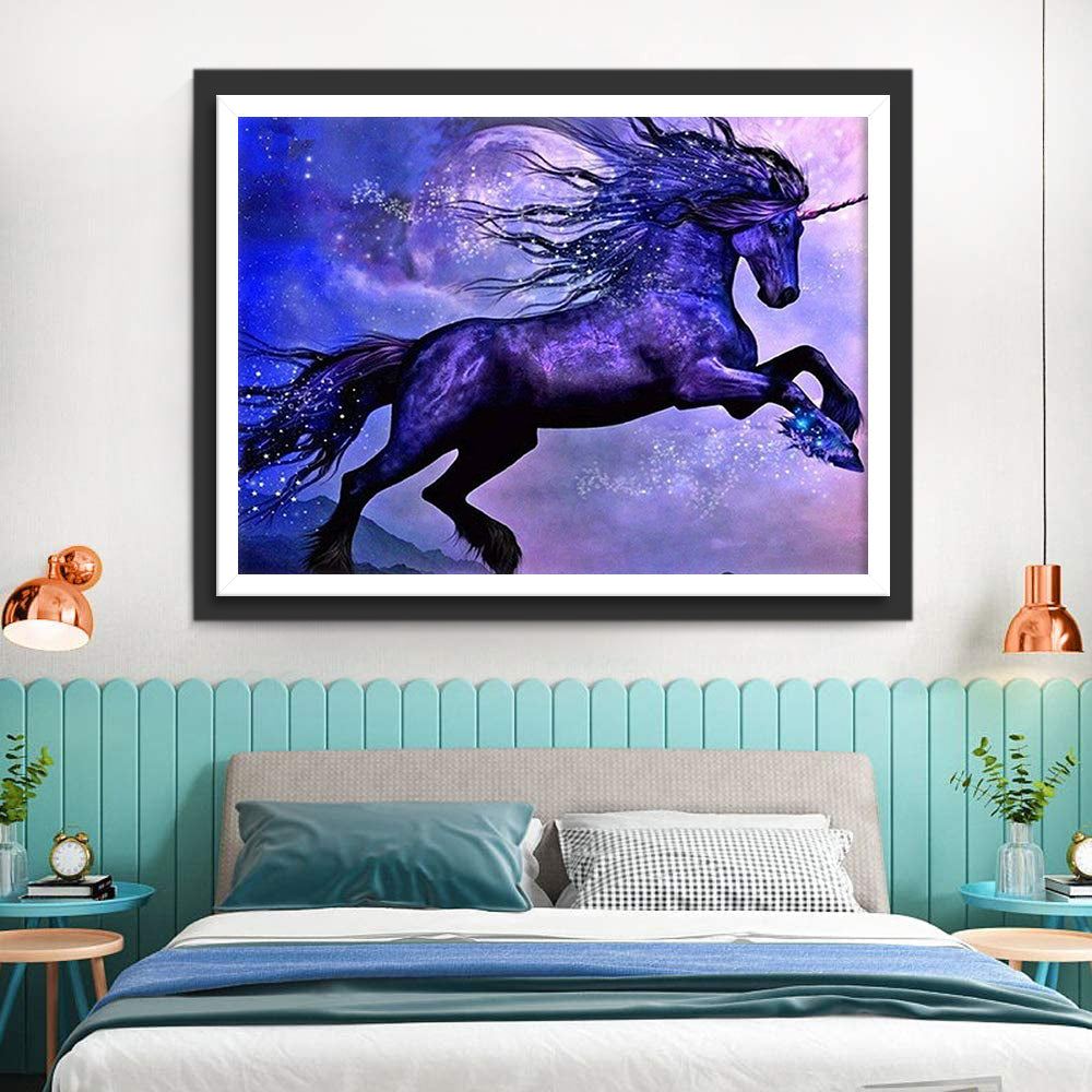 Licorne Noire Courant Broderie Diamant