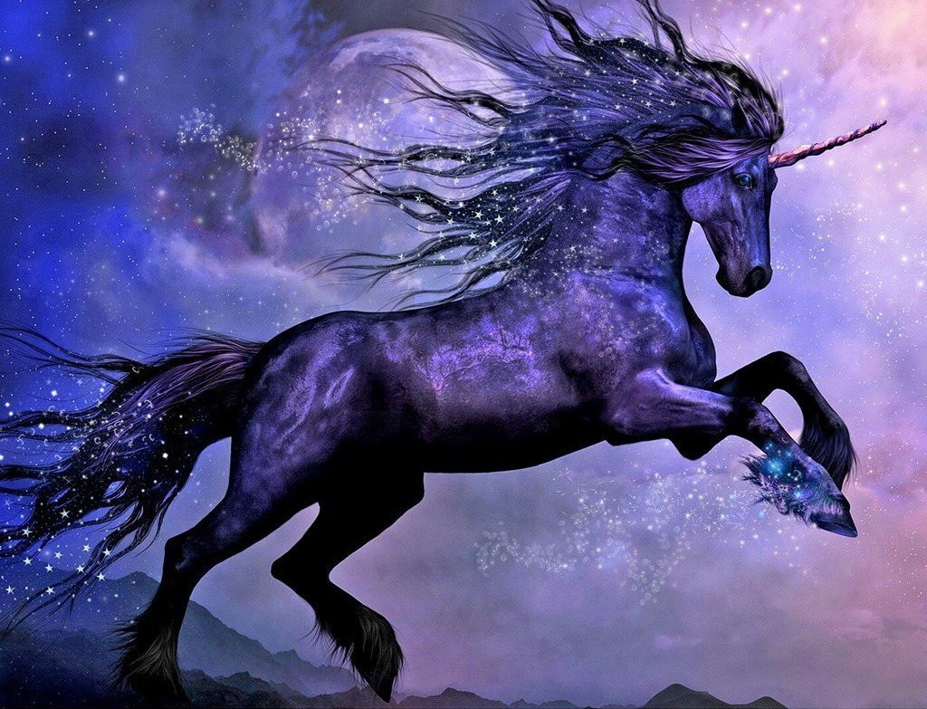 Licorne Noire Courant Broderie Diamant