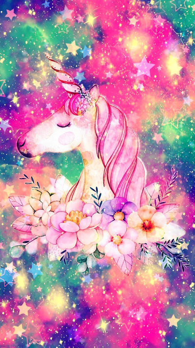 Licorne Rose Et Fleurs Roses Broderie Diamant