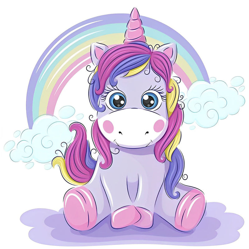 Licorne Violette et Arc-en-Ciel Cartoon Broderie Diamant
