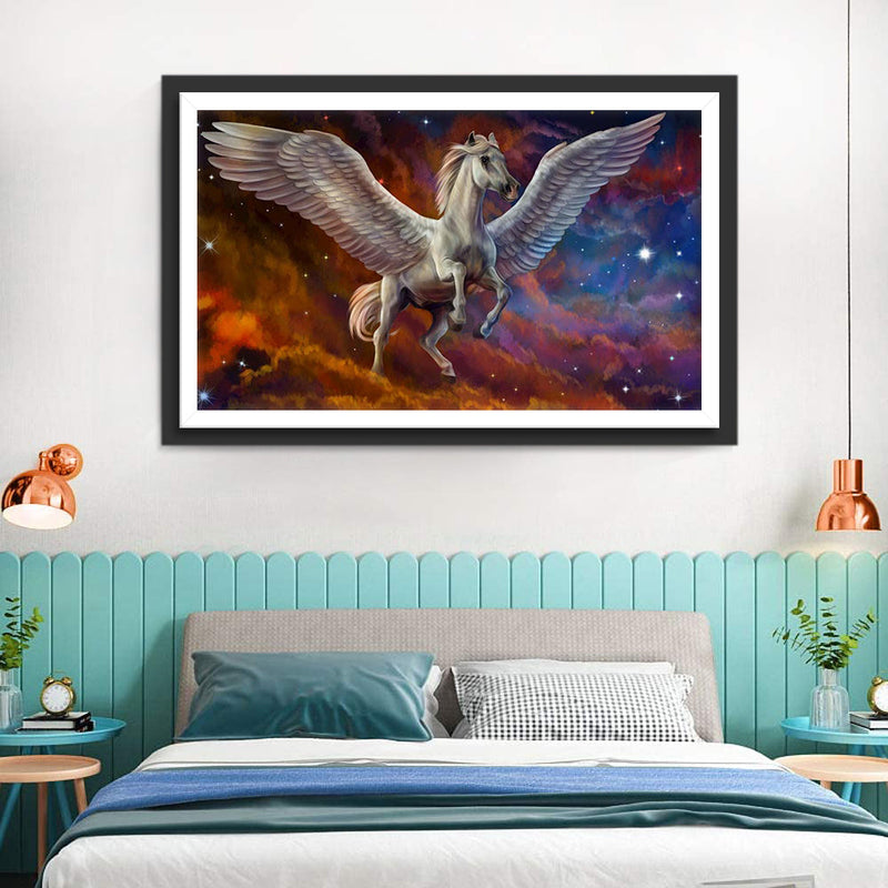 Licorne Volant et le Ciel Coloré Broderie Diamant