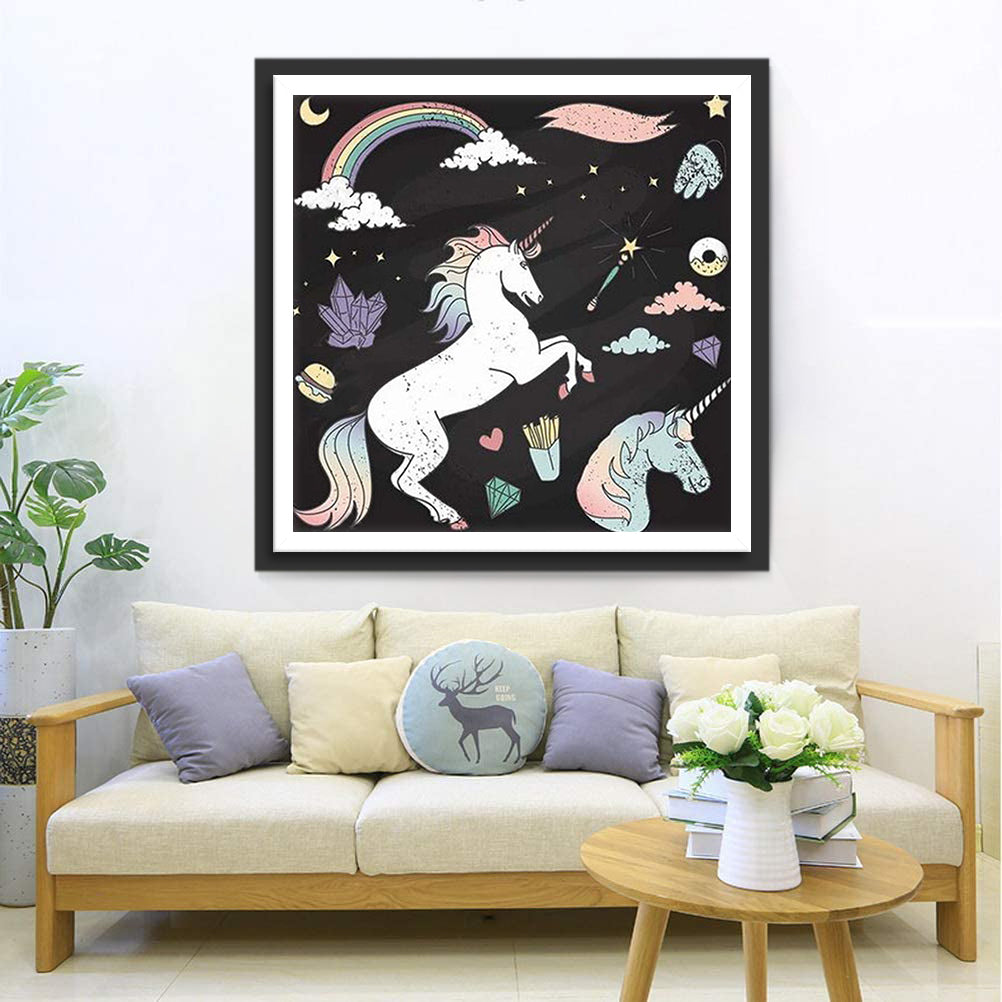 Licornes Dessinées Broderie Diamant