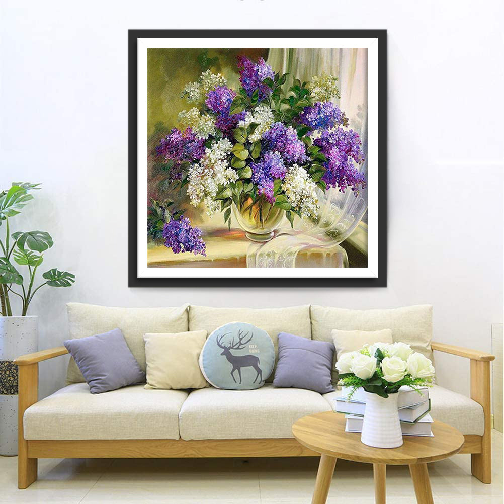 Lilas Blancs et Violets Broderie Diamant