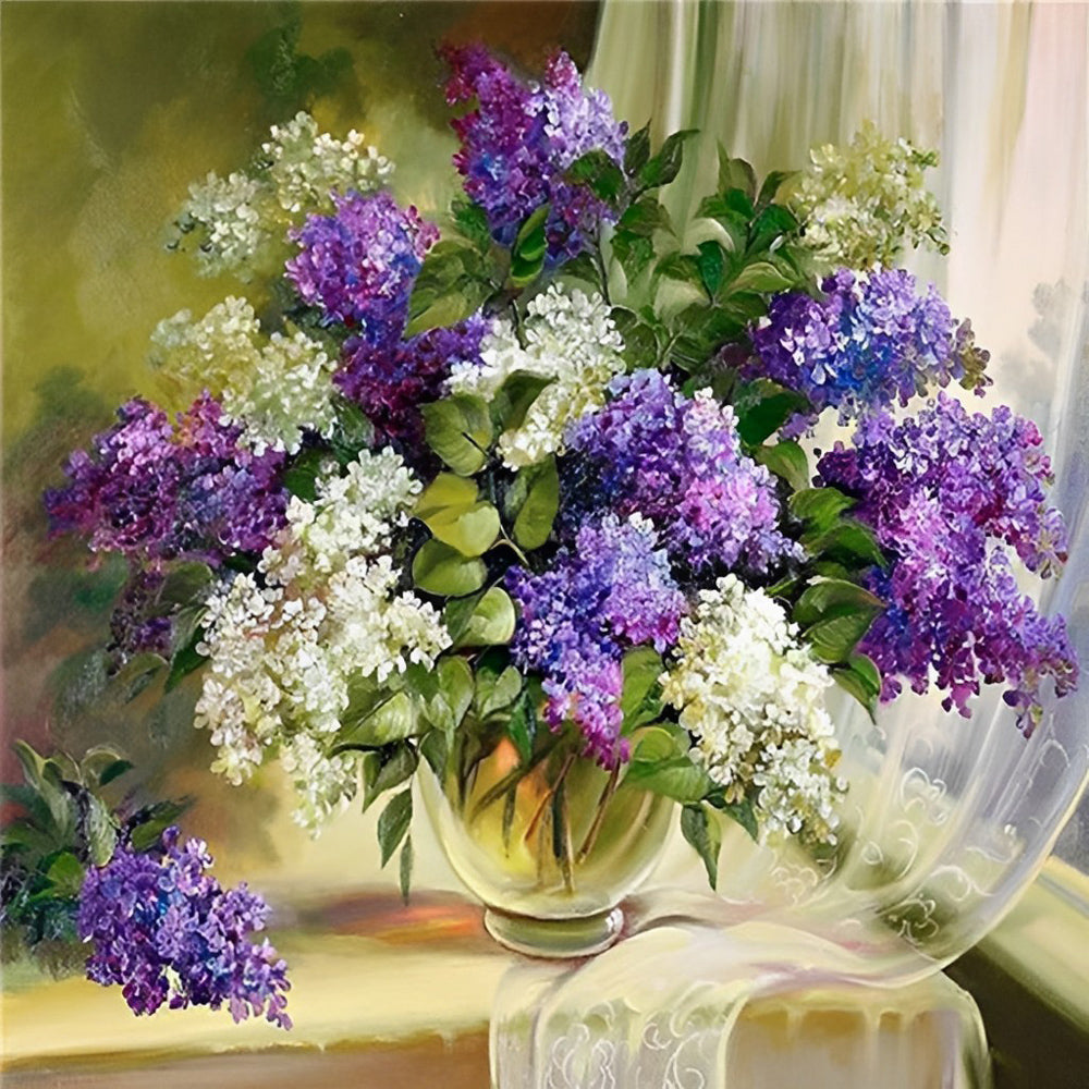 Lilas Blancs et Violets Broderie Diamant