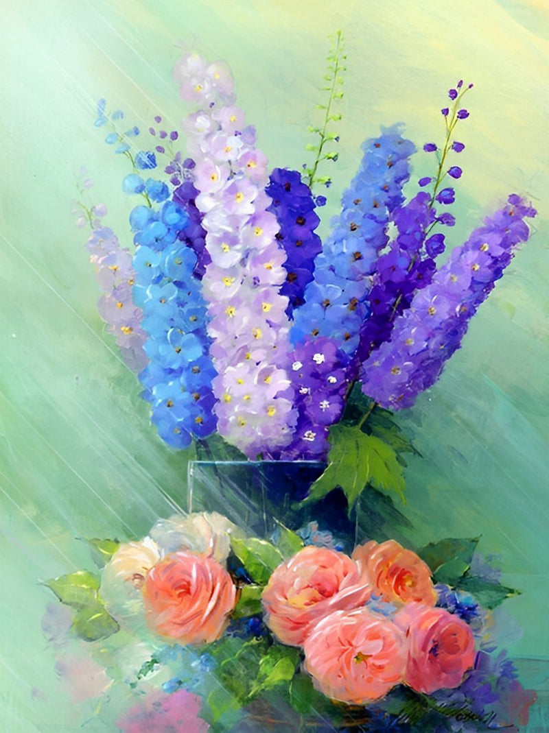 Lilas et Roses Broderie Diamant