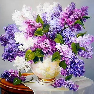 Lilas Violets Blancs et Roses Broderie Diamant