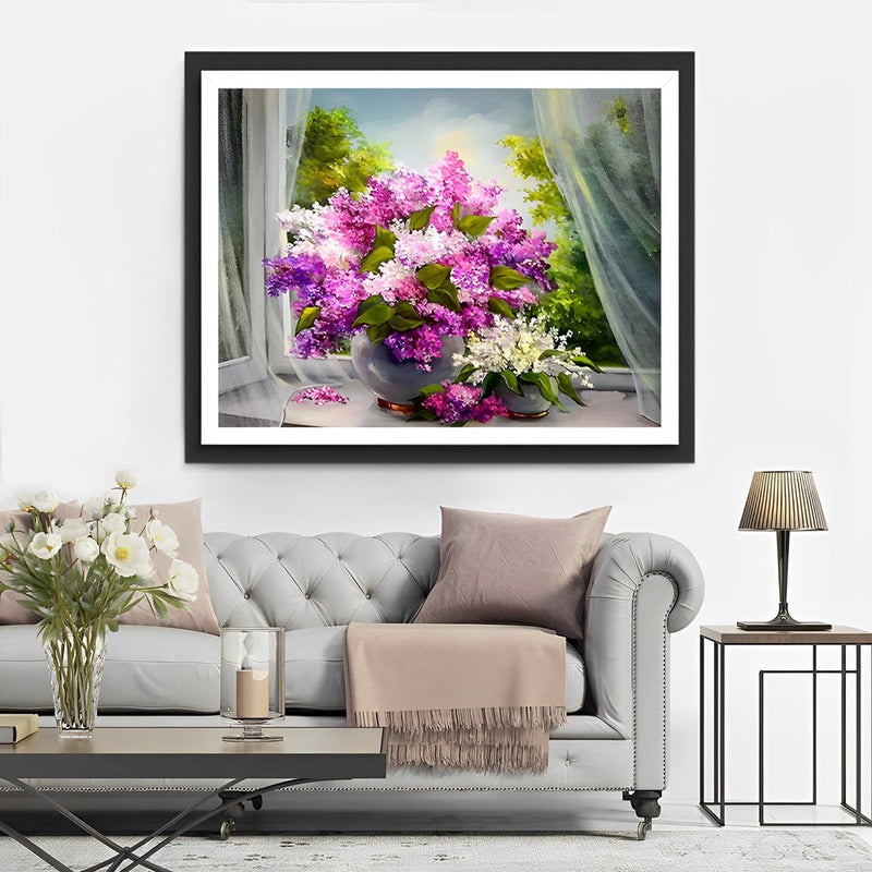 Lilas Violets et Blancs Broderie Diamant
