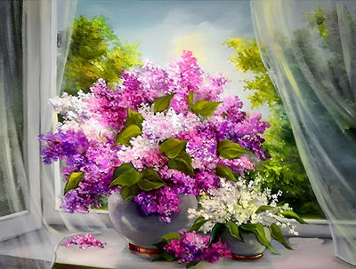 Lilas Violets et Blancs Broderie Diamant