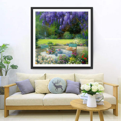 Lilas Violets et Jardin Broderie Diamant