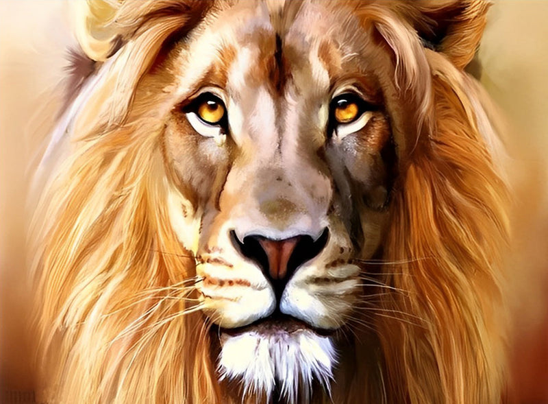 Lion aux Yeux Jaunes Broderie Diamant