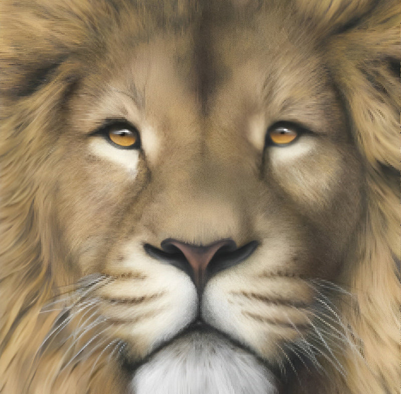 Lion aux Yeux Oranges Sérieux Broderie Diamant