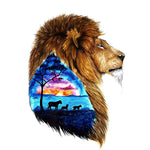 Lion avec l'Image de Sa Famille Broderie Diamant