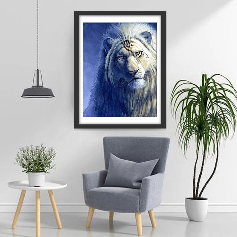 Lion Blanc Patriarche Broderie Diamant
