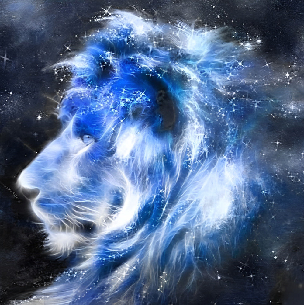 Lion Bleu Magnifique Broderie Diamant