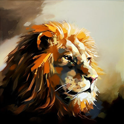 Lion Contemplatif de Peinture à l'Huile Broderie Diamant