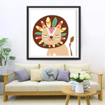 Lion dans la Tribu Cartoon Broderie Diamant